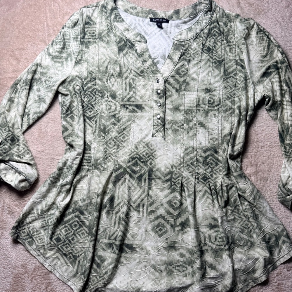 Sami‎ & Jo Womens Ikat Geometric Top  Medium y2K Boho Fairycore Summer